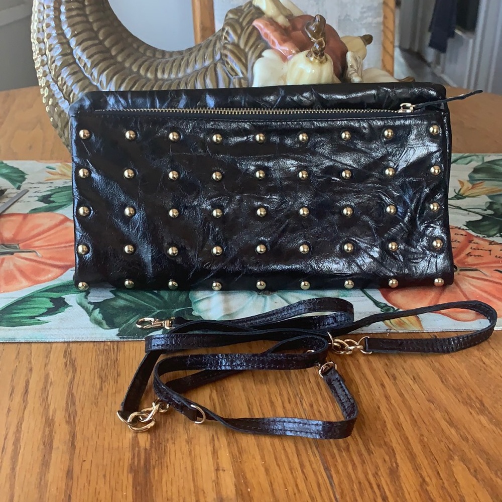 Joseph Charles Leather Fold over Clutch/ Crossbody Bag